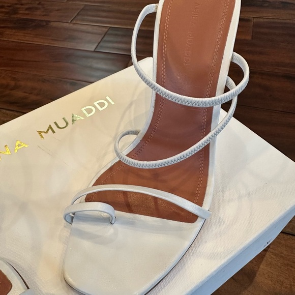 Amina Muaddi Naima Wedge Heels White Excellent condition size 38 retail $790 - Picture 4 of 8